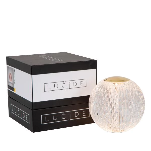 Lucide CINTRA - Lampe de table Rechargeable - Batterie/Piles - Ø 11 cm - LED 3 StepDim - 1x2W 3000K - Transparent - détail 6
